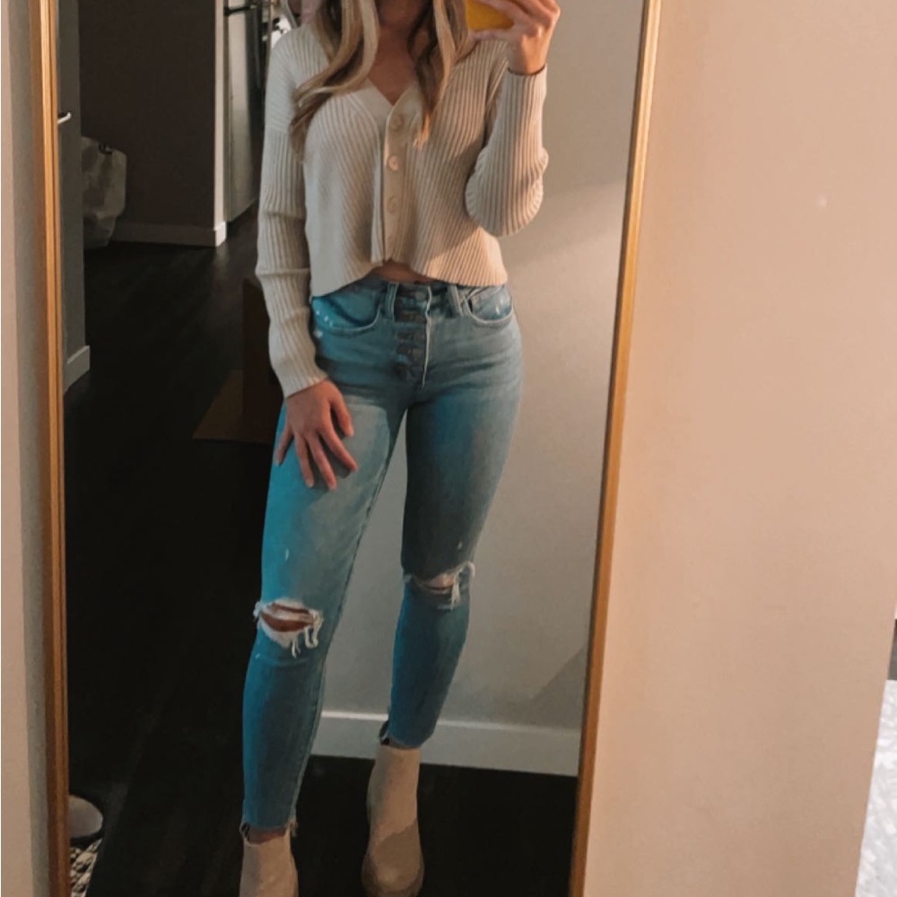 Cropped Ribbed Sweater and Tank Top Set